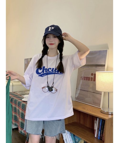 DEVICE(デバイス)/韓国風ビッグシルエット カレッジロゴ 刺繍Tシャツ/img14
