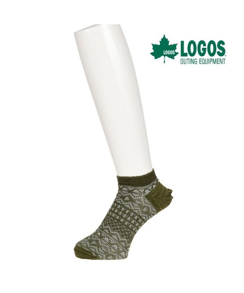 LOGOS(ロゴス)/福助 公式 靴下 メンズ LOGOS (ロゴス) オーガニックコットン ジャカード スニーカー丈 1l121w<br>25－27cm ライトイエロー 紳士 男性/img01