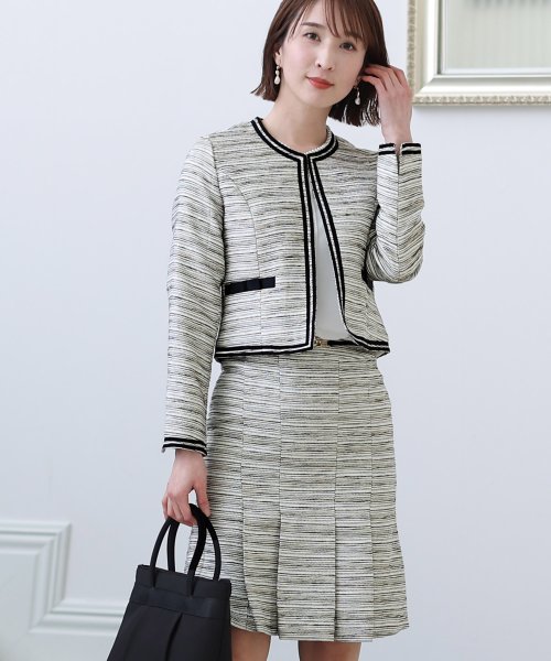 プリーツノーカラージャケットセレモニースーツ入学式＆ツイードラメセットアップフォーマル 