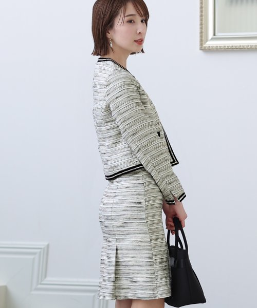 プリーツノーカラージャケットセレモニースーツ入学式＆ツイードラメセットアップフォーマル 