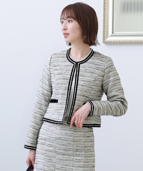 プリーツノーカラージャケットセレモニースーツ入学式＆ツイードラメセットアップフォーマル 