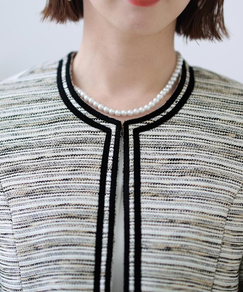 プリーツノーカラージャケットセレモニースーツ入学式＆ツイードラメセットアップフォーマル 