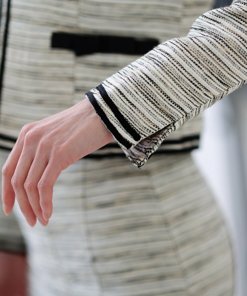 プリーツノーカラージャケットセレモニースーツ入学式＆ツイードラメセットアップフォーマル 