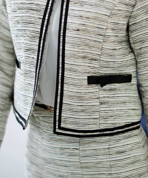 プリーツノーカラージャケットセレモニースーツ入学式＆ツイードラメセットアップフォーマル 