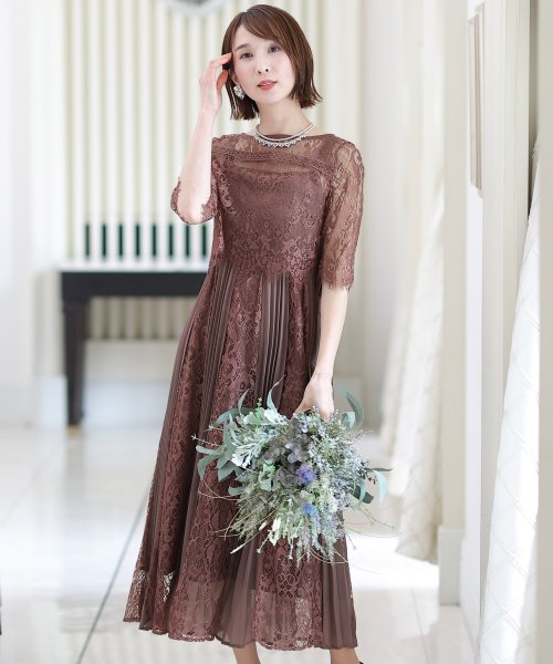 PourVous(プールヴー)/結婚式パーティードレスバックリボンミモレ丈&七分袖大きいサイズフォーマル ワンピース/img08