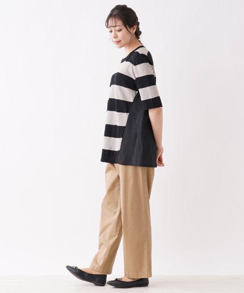 Leilian PLUS HOUSE(レリアンプラスハウス)/5分袖ボーダー切り替えニットチュニック【LE TRICOT PERUGIA】/img03