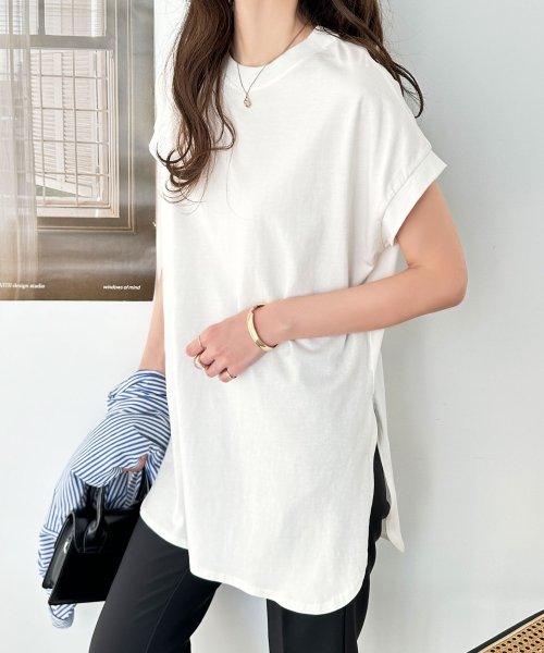 GeeRA(ジーラ)/綿100%フレンチスリーブチュニックTシャツ/img12