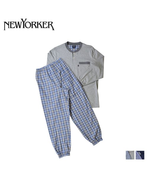 NEWYORKER(ニューヨーカー)/ニューヨーカー NEWYORKER ルームウェア 部屋着 パジャマ セットアップ ナイトウェア メンズ 長袖 上着 ヘンリーネック チェック柄 HENRY NE/img11