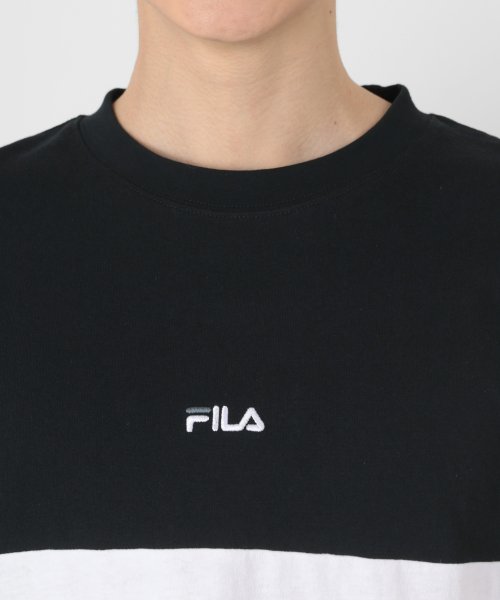 FILA(フィラ)/【FILA/フィラ】ビッグシルエット ワンポイント ブランドロゴ刺繍 切替半袖Tシャツ/img25