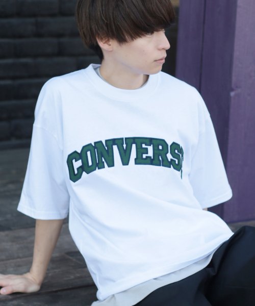 CONVERSE(コンバース)/【CONVERSE/コンバース】ビッグシルエット ブランドネーム カレッジロゴワッペン Tシャツ/クルーネック半袖カットソー/img09