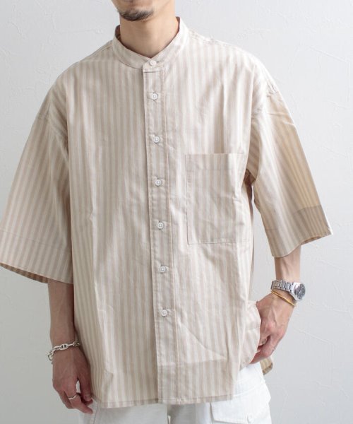 GLOSTER(GLOSTER)/【GLOSTER/グロスター】Vintage Stripe ビッグシャツ ショートスリーブ/img02