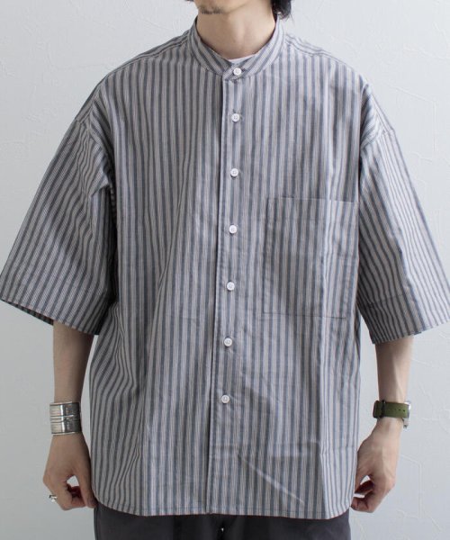 GLOSTER(GLOSTER)/【GLOSTER/グロスター】Vintage Stripe ビッグシャツ ショートスリーブ/img12