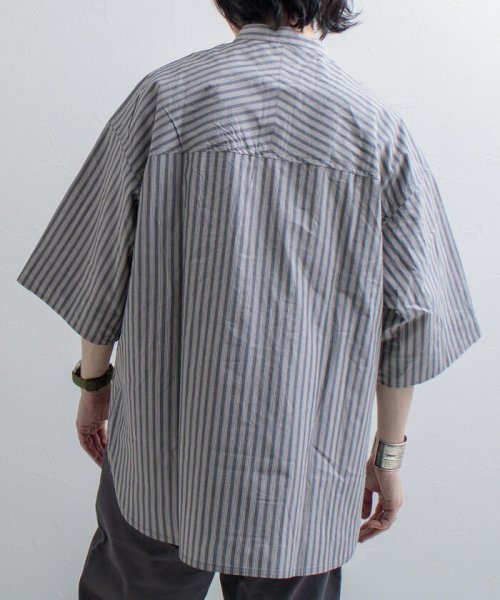 GLOSTER(GLOSTER)/【GLOSTER/グロスター】Vintage Stripe ビッグシャツ ショートスリーブ/img17