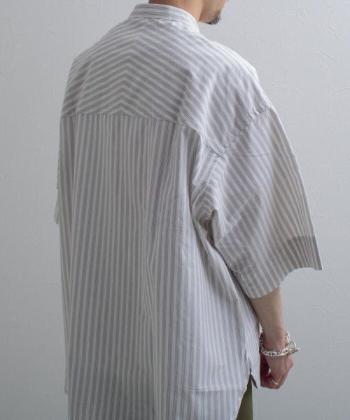 GLOSTER(GLOSTER)/【GLOSTER/グロスター】Vintage Stripe ビッグシャツ ショートスリーブ/img25