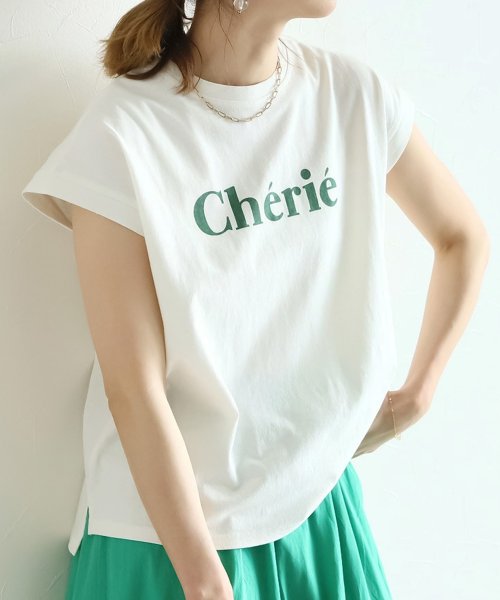 felt maglietta(フェルトマリエッタ)/CherieロゴフレンチスリーブTシャツ/img06