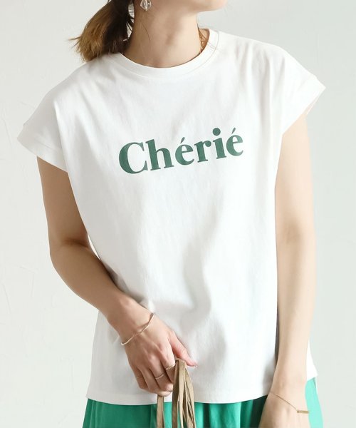 felt maglietta(フェルトマリエッタ)/CherieロゴフレンチスリーブTシャツ/img37