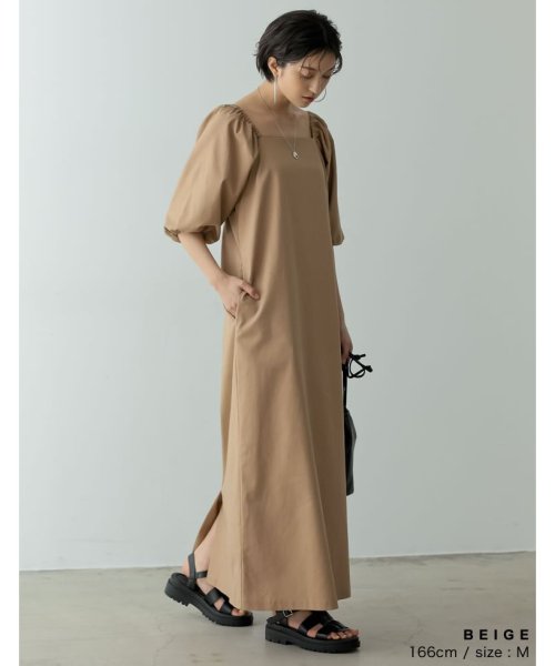 低身長 高身長サイズ有 2wayパフスリーブリネンマキシワンピース リエディ Re Edit Magaseek