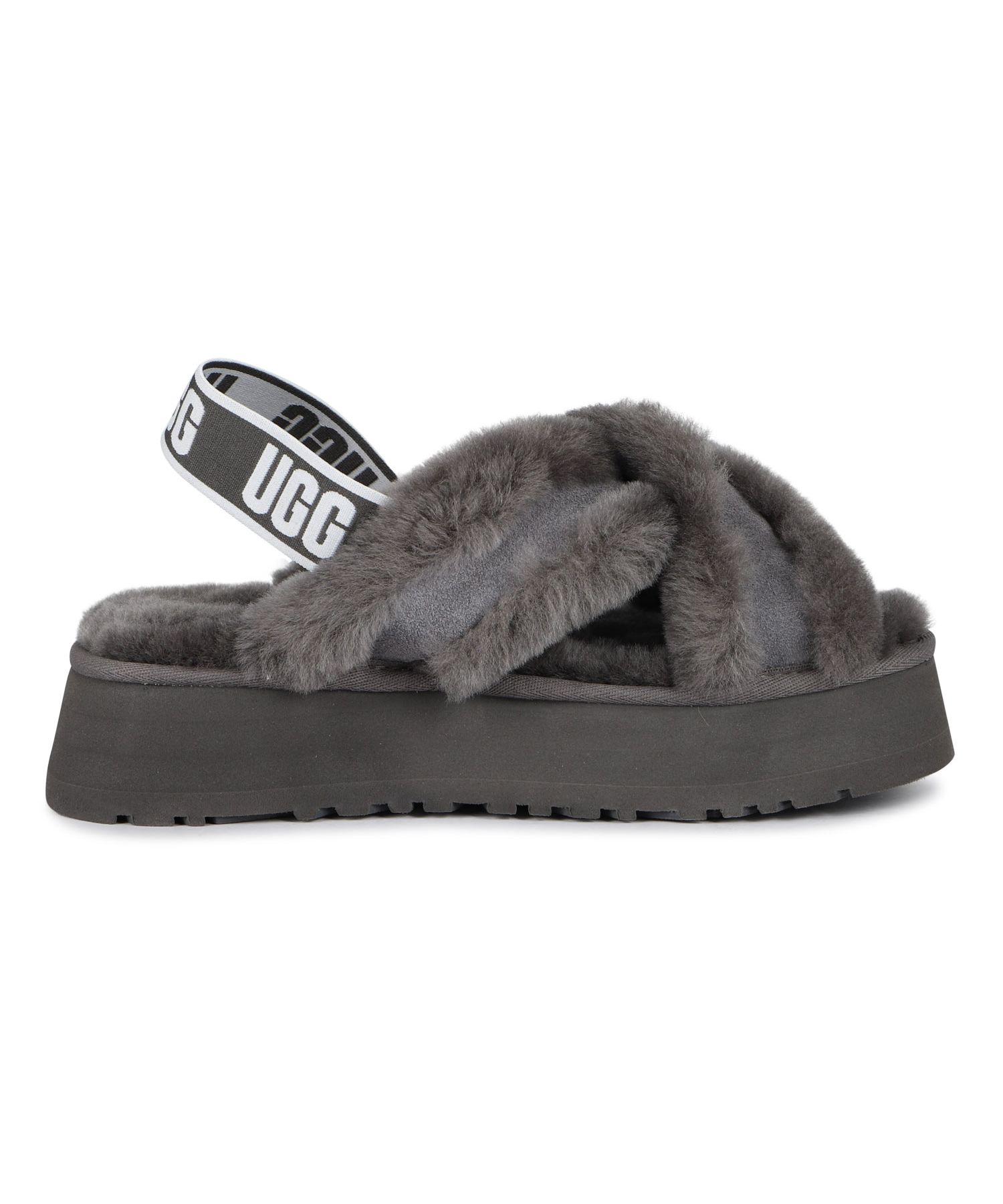 UGG アグ サンダル レディース 厚底 ファー ディスコ クロス スライド