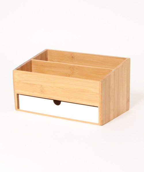 aimoha(aimoha（アイモハ）)/木製2段メイク/小物/筆記用具なんでも収納ボックス 《 バンブー木製ナチュラル/ 引き出し付き収納ボックス 》/img06