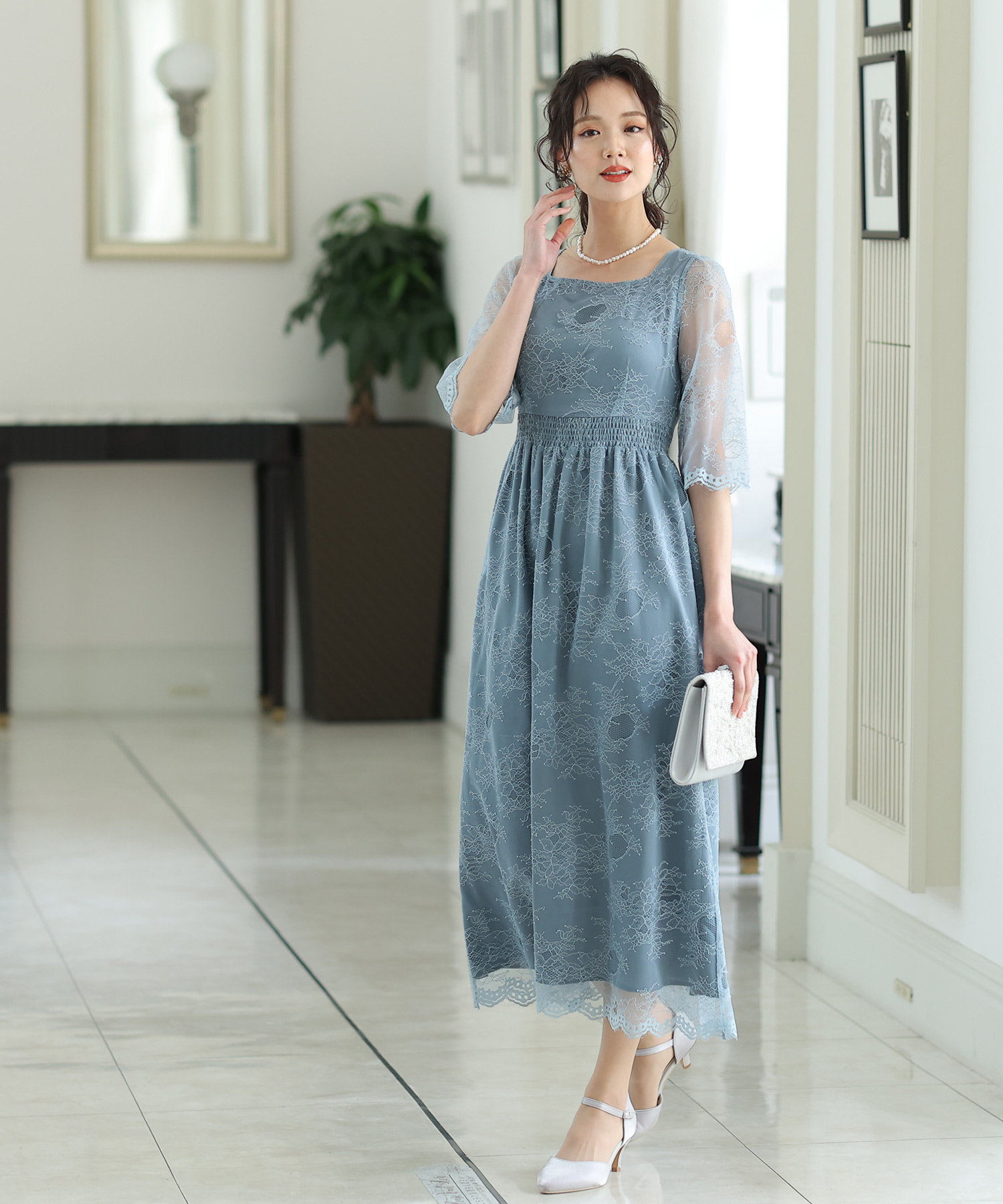 プールヴー(PourVous) |ロング 袖あり フォーマルスカラップ 大きい