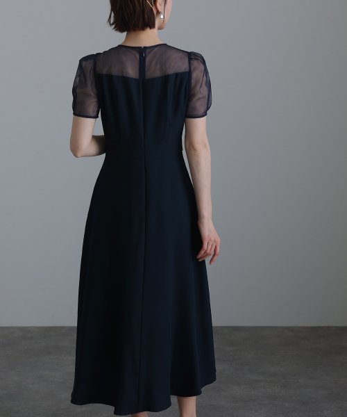 ロング&袖ありフォーマルフロントギャザー大きいサイズ結婚式パーティードレス ワンピース 