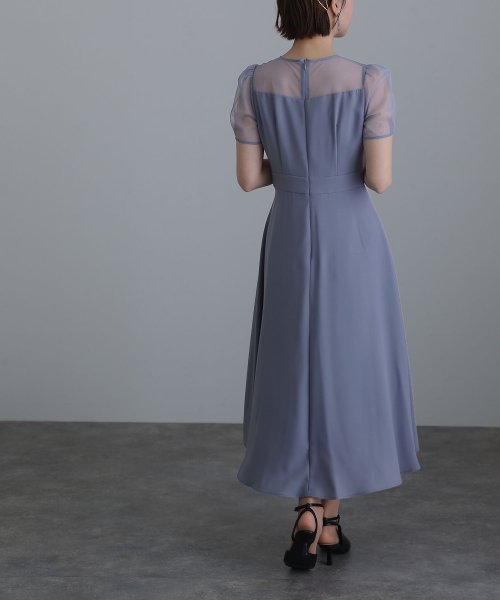 ロング&袖ありフォーマルフロントギャザー大きいサイズ結婚式パーティードレス ワンピース 