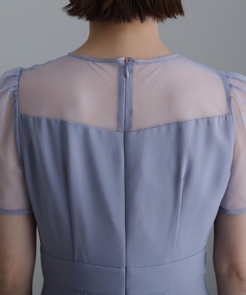 ロング&袖ありフォーマルフロントギャザー大きいサイズ結婚式パーティードレス ワンピース 