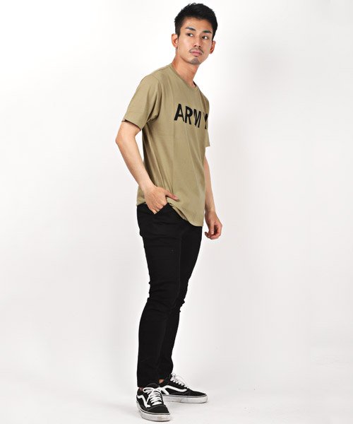 LUXSTYLE(ラグスタイル)/ARMYプリントTシャツ/Tシャツ メンズ 半袖 ロゴ プリント ARMY ミリタリー ワンポイント/img05