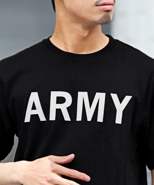 LUXSTYLE(ラグスタイル)/ARMYプリントTシャツ/Tシャツ メンズ 半袖 ロゴ プリント ARMY ミリタリー ワンポイント/img09