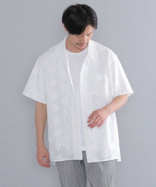 SHIPS MEN(シップス　メン)/【SHIPS別注】BENCH MARKING SHIRT: フラワーレース オープンカラーシャツ/img01