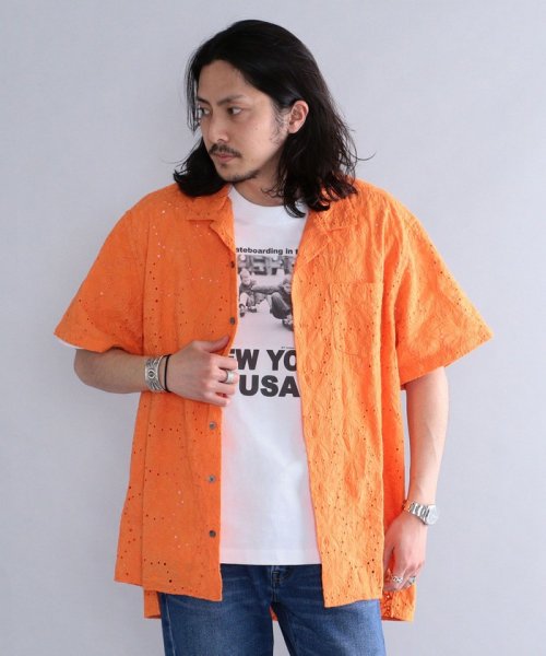 SHIPS MEN(シップス　メン)/【SHIPS別注】BENCH MARKING SHIRT: フラワーレース オープンカラーシャツ/img09