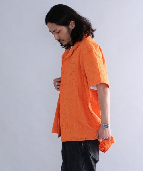 SHIPS MEN(シップス　メン)/【SHIPS別注】BENCH MARKING SHIRT: フラワーレース オープンカラーシャツ/img12