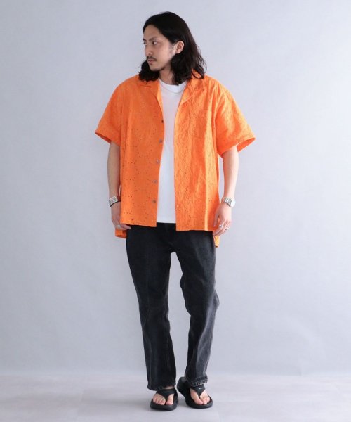 SHIPS MEN(シップス　メン)/【SHIPS別注】BENCH MARKING SHIRT: フラワーレース オープンカラーシャツ/img15