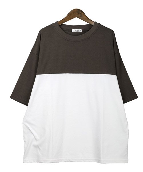 LUXSTYLE(ラグスタイル)/ポンチバイカラー5分袖Tシャツ/Tシャツ メンズ 5分袖 バイカラー ポンチ ビッグシルエット/img10
