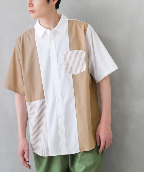 osharewalker(オシャレウォーカー)/『ストライプ配色切替デザインシャツ』/img01