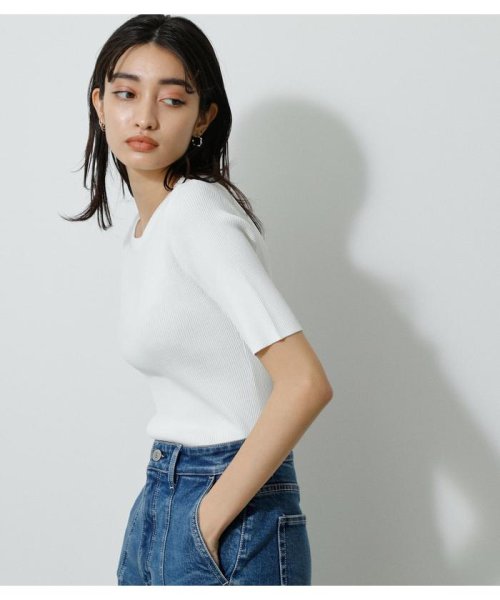 AZUL by moussy(アズールバイマウジー)/HALF SLEEVE CREW NECK RIB TOPS/img02