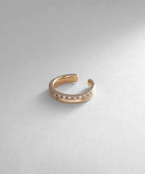 K10ダイヤモンド丸線2連 イヤーカフ（片耳用） 