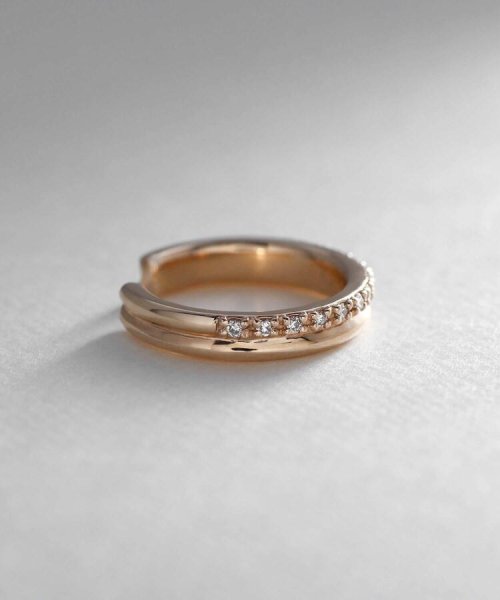 K10ダイヤモンド丸線2連 イヤーカフ（片耳用） 