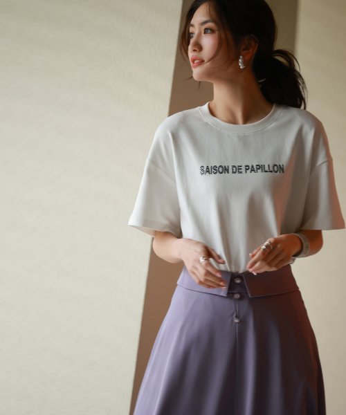 SAISON DE PAPILLON(セゾン ド パピヨン)/【ユニセックス】ラインストーン入りブランドロゴオーバーサイズボックスTシャツ/img08