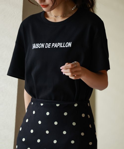 SAISON DE PAPILLON(セゾン ド パピヨン)/【ユニセックス】ラインストーン入りブランドロゴオーバーサイズボックスTシャツ/img12