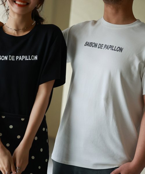 SAISON DE PAPILLON(セゾン ド パピヨン)/【ユニセックス】ラインストーン入りブランドロゴオーバーサイズボックスTシャツ/img20