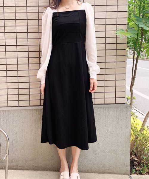 セール ワンピース ボートネック ロングフレアワンピース レディース ひざ下 大人 きれいめ 無地 おしゃれ オフィス フォーマル 黒 ショッピングゴー Shoppinggo Magaseek