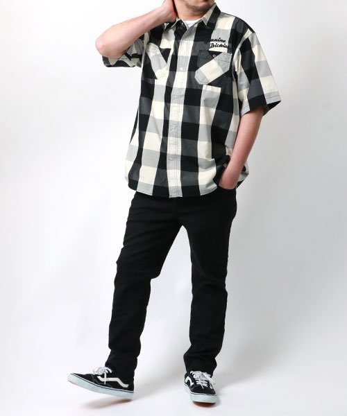 MARUKAWA(大きいサイズのマルカワ)/【GENUINE Dickies】ジェニュインディッキーズ 大きいサイズ 半袖 チェック バック ロゴ プリント オープンカラーシャツ シャツ/img10