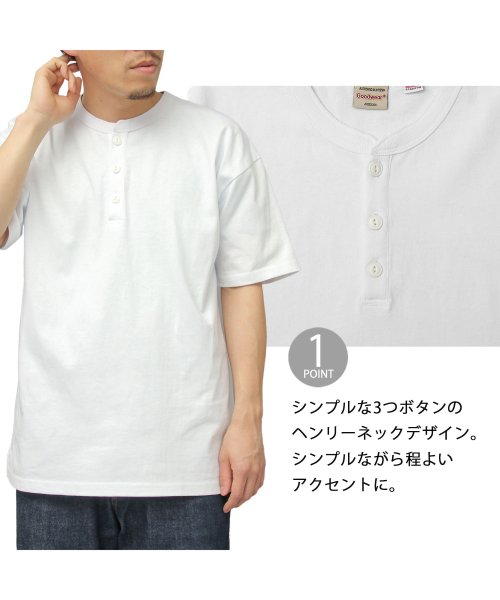 Goodwear(グッドウェア)/Goodwear グッドウェア USAコットン ヘンリーネック Tシャツ 半袖 レギュラーシルエット ボタン tシャツ/img02