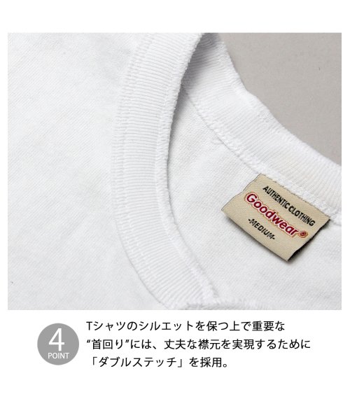 Goodwear(グッドウェア)/Goodwear グッドウェア USAコットン ヘンリーネック Tシャツ 半袖 レギュラーシルエット ボタン tシャツ/img05