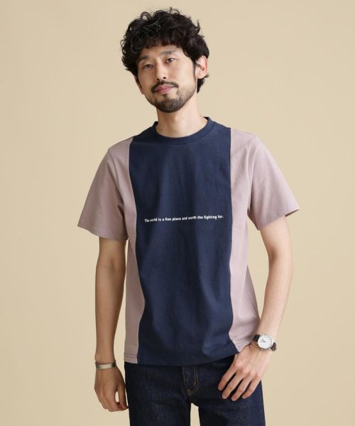 nano・universe(ナノ・ユニバース)/LB.04/スイッチングパネルクルーネックTシャツ/img02
