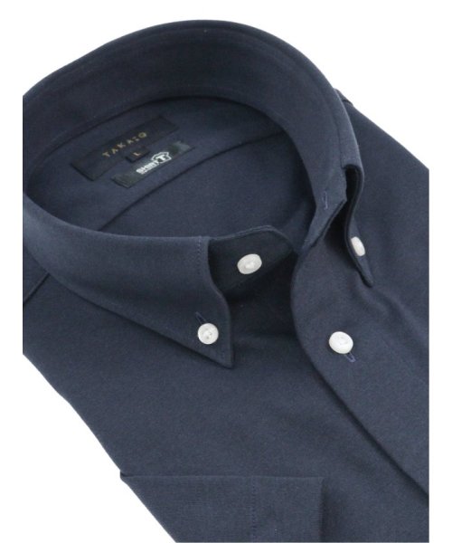 TAKA-Q(タカキュー)/SHIRT－T スタンダードフィット ボタンダウン半袖ニット 半袖 シャツ メンズ ワイシャツ ビジネス ノーアイロン 形態安定 yシャツ 速乾/img01