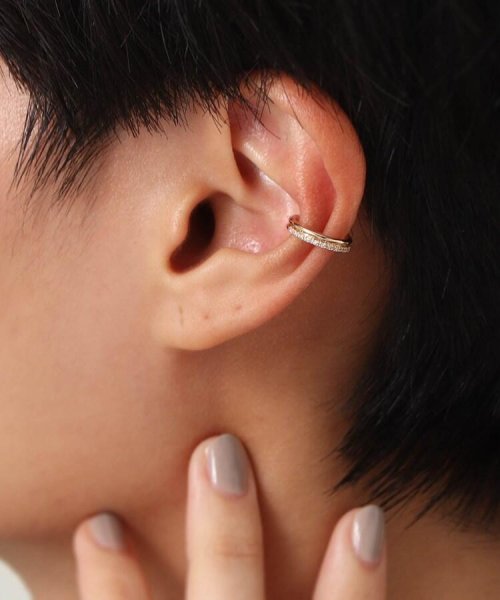 K10ダイヤモンド丸線2連 イヤーカフ（片耳用） 