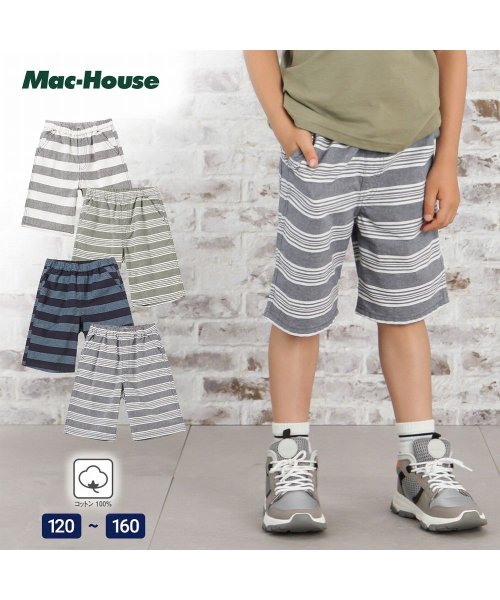 MAC HOUSE(kid's)(マックハウス（キッズ）)/NAVY ネイビー シャンブレーボーダーハーフパンツ M22468/img01