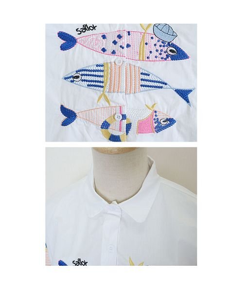 Sawa a la mode(サワアラモード)/カラフルな魚刺繍のコットンブラウス/img22